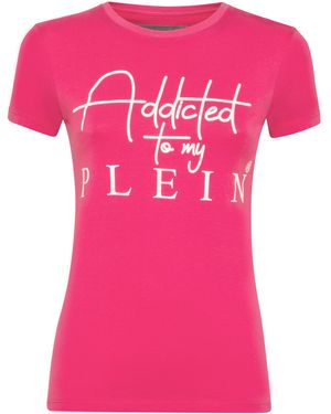 Philipp Plein T-Shirt Ronde Hals Statement - Roze