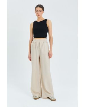 MixRay Soft Touch High Waist Wide Leg Trousers - Natural