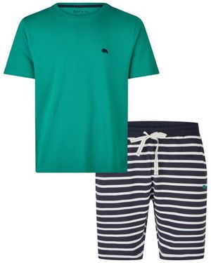Phil & Co. Berlin Shortama Korte Pyjama Set Groen/Donkerblauw Gestreept