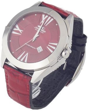 Chronotech Black Leather Watch - Pink