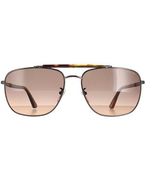Police Aviator Shiny Gunmetal Matte Smoke Gradient Spld43 Origins 44 - Brown