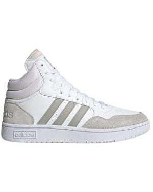 adidas Hoops 3.0 Ecologisch Leren Mid Cut Trainers - Wit