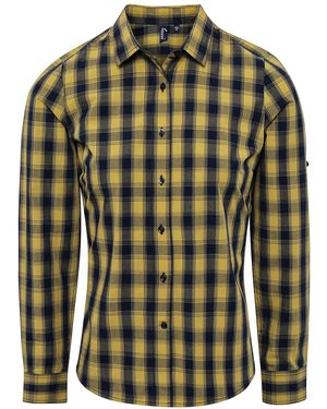 PREMIER Mulligan Geruit Katoenen Shirt Met Lange Mouwen - Groen