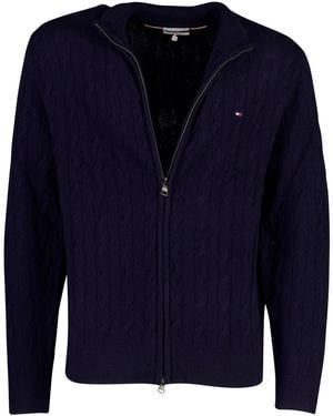 Tommy Hilfiger Vest Lamswol Kabelstructuur - Blauw