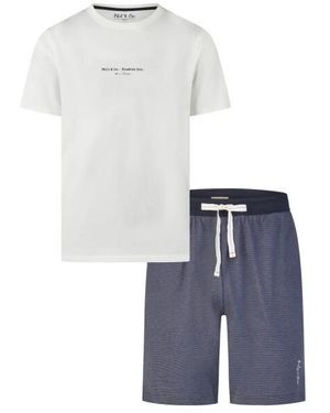 Phil & Co. Berlin Shortama Korte Pyjama Set Wit/Donkerblauw Gestreept