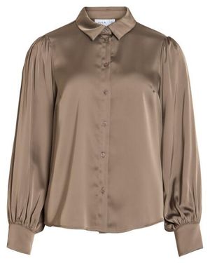 Vila Vienna Ravenna Ls Balloon Shirt Noos - Bruin