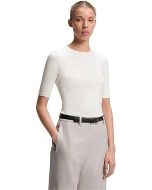 HUGO T-Shirt Darnelia, Effen (Natuurlijk) - Wit
