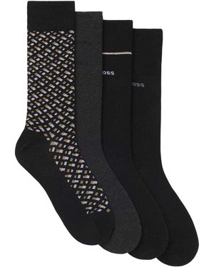 BOSS Crew Socks (Pak Van 4) - Zwart