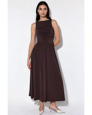 Hiccup Maxi A-Line Dress With Boat Neck - Purple