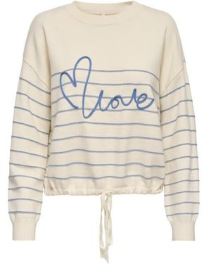 ONLY Onlsigne Life Ls Text Detai Oneck Cc Knt Dessin - Wit