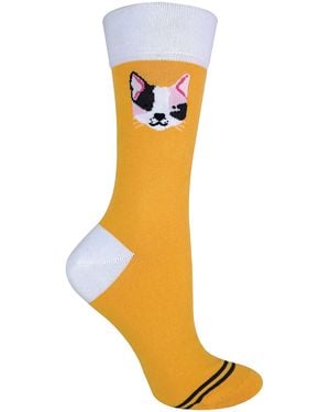 Sock Snob 1 Pair Novelty Cat Dog Socks With Beagle Pug Scotty Dog - Yellow