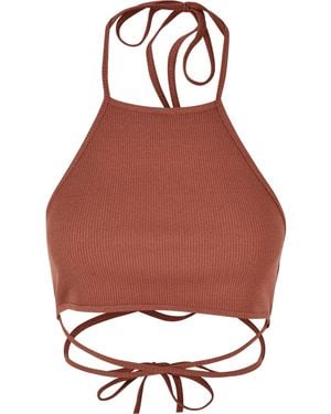 Urban Classics Trapezium Geribd Gewaad Top (Terracotta) - Rood