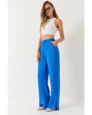 Bianco Lucci Palazzo Trousers With Pockets - Blue