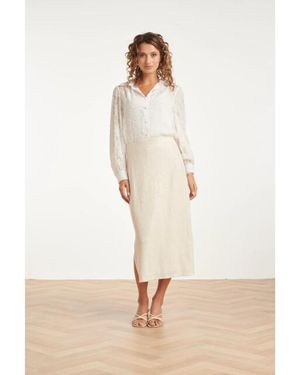 Smashed Lemon Glinsterende Pailletten Midi-Rok Champagne - Naturel