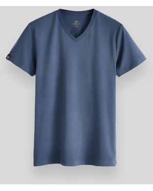 TOMMY LIFE V-Neck Short Sleeve T-Shirt - Blue