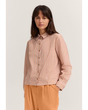Bugatti Damen Gestreepte Blouse Van Katoenmix - Naturel