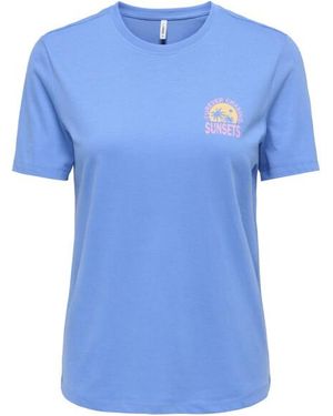 ONLY Onlfine Ss Reg Tee Cs Jrs Licht - Blauw