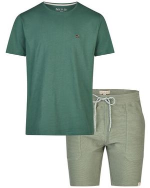 Phil & Co. Berlin Korte Pyjama Lounge Set Shortama - Groen