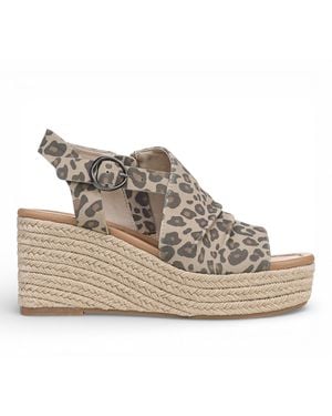 Blowfish Leopard Print Wedge Slingbacks Heel Sandals - Grey