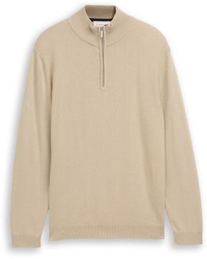 Tom Tailor Knitted Herringbone Troyer - Naturel