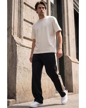 TOMMY LIFE Color-Blocked Palazzo Trousers - Natural