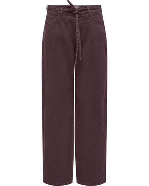 ONLY Gianna Mid Waist Straight Jeans Donkerbruin - Paars