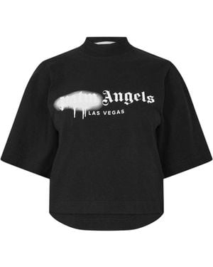 Palm Angels Milano Crop-T-Shirt Voor Wit) - Zwart