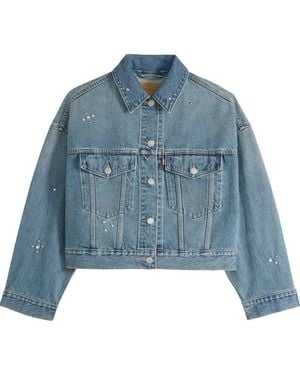 Levi's Levi's Loose Crop Trucker Jacket Trip On Drip - Blauw