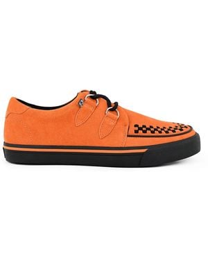 T.U.K. Pointed Creeper Trainer Cow Suede Platform - Orange