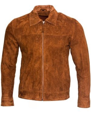 Infinity Leather Retro Goat Suede Biker Jacket - Brown