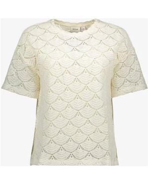 Vila Vibambena O-Neck Ss Crochet Toppb - Naturel
