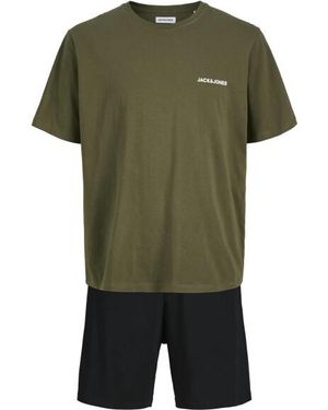 Jack & Jones Korte Shortama Pyjamaset Jaceverest Groen/Zwart
