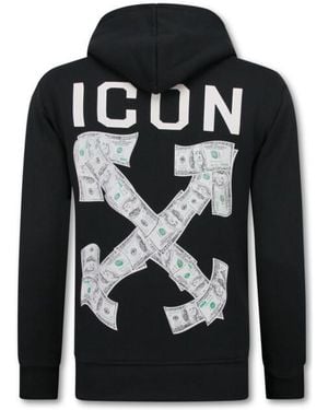 Top-Star Oversized Hoodie Met Capuchon Icon Dollar Print - Zwart