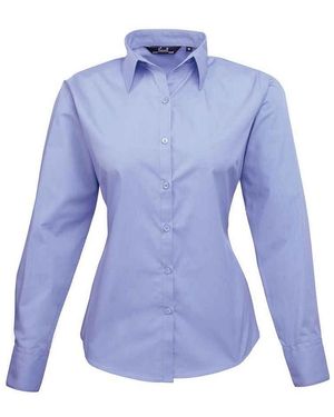 PREMIER Popeline Blouse Met Lange Mouwen - Blauw