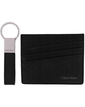 Calvin Klein Logo Leren Kaarthouderset - Zwart