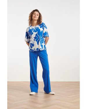 Smashed Lemon Blauwe Wide Leg Broek Met Hoge Taille
