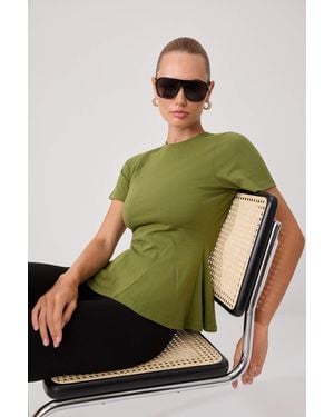 Trendyol Mi̇Lla Effen Kort Peplum Blouses - Groen