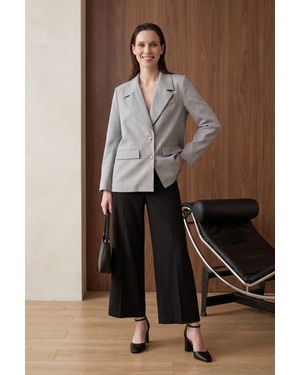 My Fashion Crepe Blazer Jacket - Brown