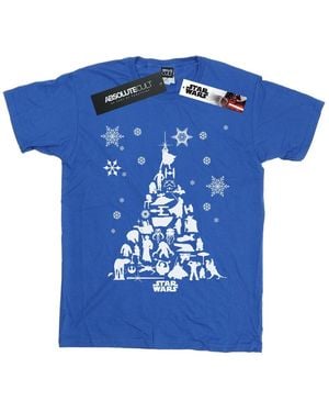 Star Wars Christmas Tree T-Shirt (Royal) Cotton - Blue