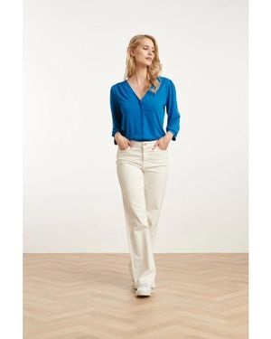 Smashed Lemon 25207 Witte Denim Straight Jeans - Blauw