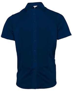 Marvelis Poplin Comfort Blouse Met Korte Mouwen - Blauw
