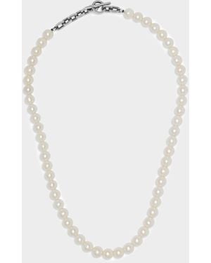 MAOR Silver Perla Linka Necklace With White Pearls