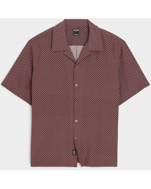 Todd Synder X Champion Cropped Silk Geo Camp Collar Shirt - Purple