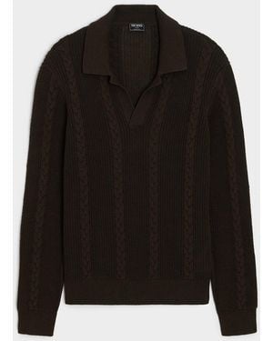 Todd Synder X Champion Beechwood Cable Knit Sweater Polo - Black