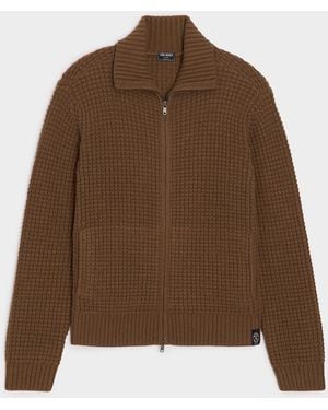 Todd Synder X Champion Cashmere Waffle Full-zip Sweater Jacket - Brown