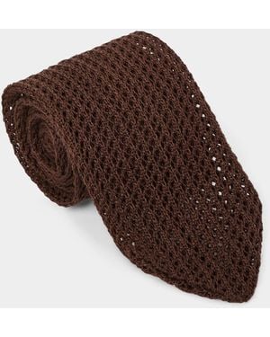 Todd Synder X Champion Italian Cotton Open Weave Knit Tie - Brown