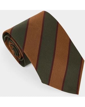 Todd Synder X Champion Italian Silk Repp Stripe Tie - Brown
