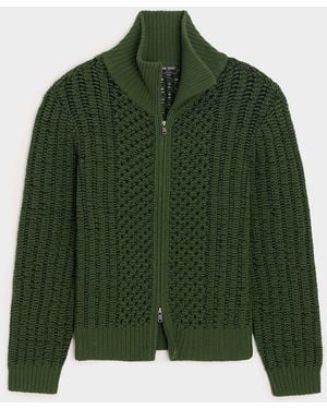 Todd Synder X Champion Lattice Mockneck Sweater Jacket - Green