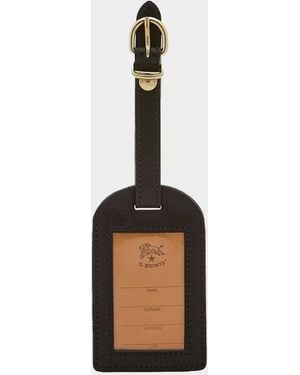 Il Bisonte Leather Luggage Tag - Black