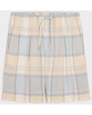 Todd Synder X Champion Italian Linen Plaid Leisure Short - Natural
